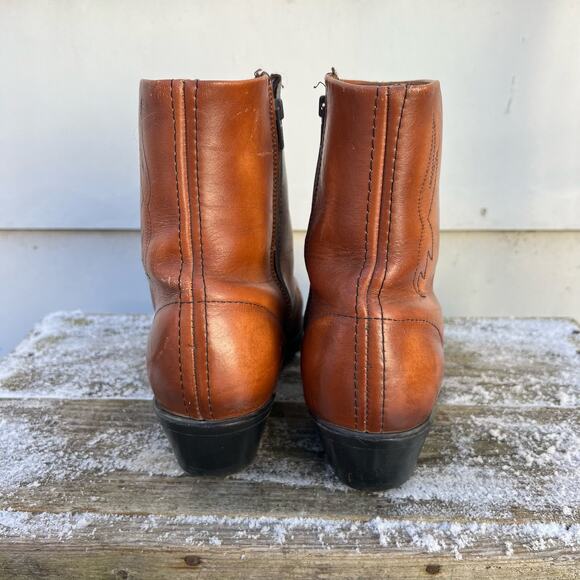 Vintage HH Double H Square Toe Western Rancher Zip Up Ankle Boots 8 1/2 EE - Picture 5 of 8
